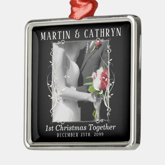 たった今結婚しました名（1年目のクリスマス） メタルオーナメント (左)