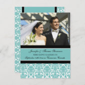 たった今結婚しました告知フォトポストカードティール（緑がかった色） 案内ポストカード (正面/裏面)