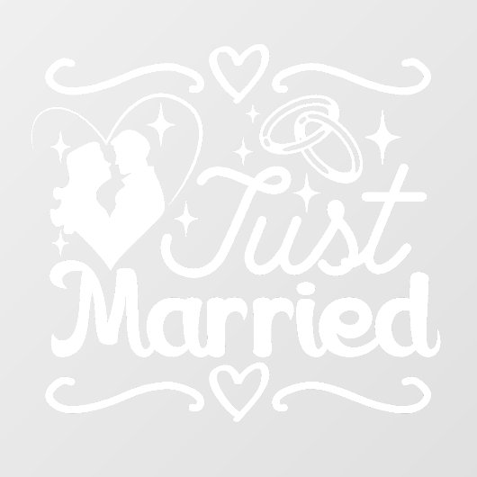 たった今結婚しました対ハート結婚のリングや輪 ウィンドウサイン (シート)