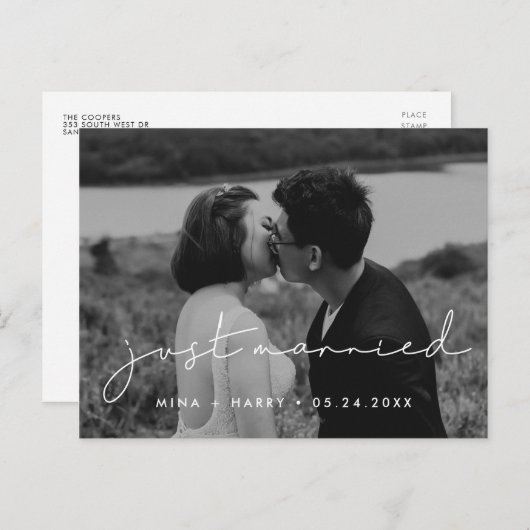 たった今結婚しました手書きミニマ結婚リストの写真 ポストカード (正面/裏面)