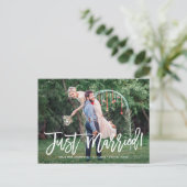 たった今結婚しました手書き写真結婚の 案内ポストカード (スタンド正面)