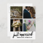 たった今結婚しました手書き結婚スクリプトの写真 案内ポストカード (正面/裏面)