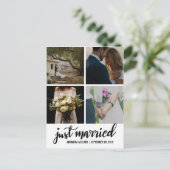 たった今結婚しました手書き結婚スクリプトの写真 案内ポストカード (スタンド正面)