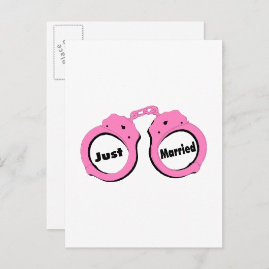 たった今結婚しました手錠 案内ポストカード (正面/裏面)