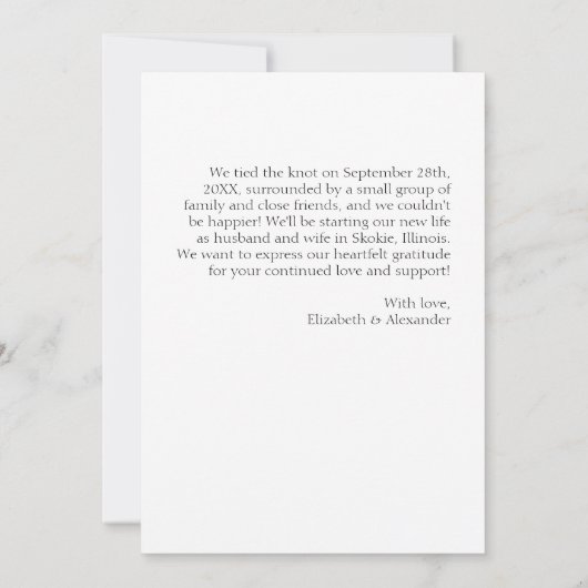 たった今結婚しました招待状 |抽象芸術結婚ー 招待状 (裏面)