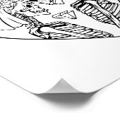 たった今結婚しました新郎新婦スケルトンカップルのハロウィーン ポスター (角)