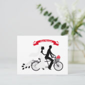 たった今結婚しました新郎新婦タンデム自転車 案内ポストカード (スタンド正面)