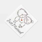 たった今結婚しました新郎新婦マンガブラック結婚ズ スタンダードランチョンナプキン (角)