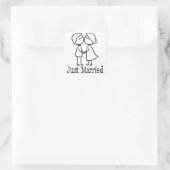 たった今結婚しました新郎新婦マンガ結婚ー スクエアシール (バッグ)