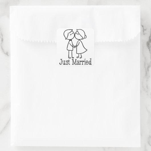 たった今結婚しました新郎新婦マンガ結婚ー スクエアシール (バッグ)