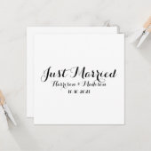 たった今結婚しました書結婚発表カード カード (正面/裏面インサイチュ)