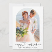 たった今結婚しました書道ハートアー結婚チ 案内状 (正面)