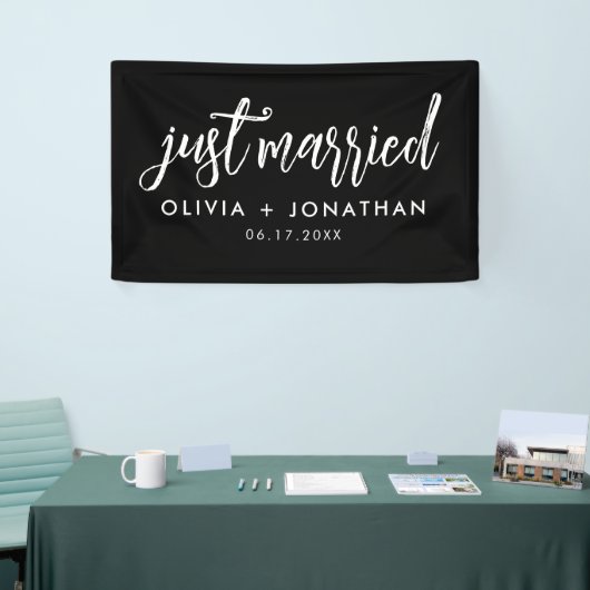 たった今結婚しました書道結婚のバナー 横断幕 (トレードショー)