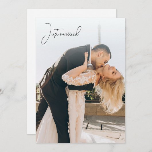 たった今結婚しました書道落書のお知らせ 招待状 (正面/裏面)