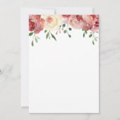 たった今結婚しました書道，ブルゴーニュ，赤面バラ 招待状 (裏面)