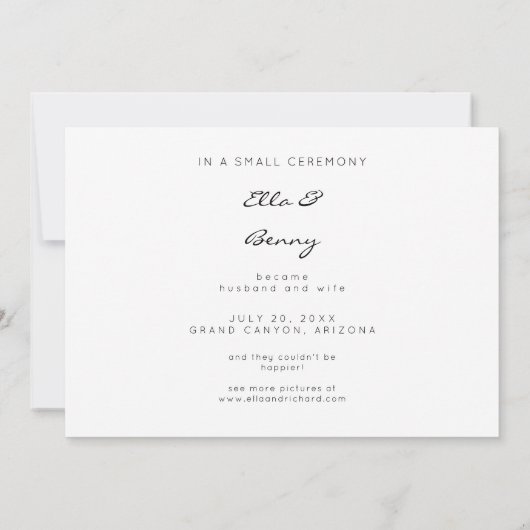 たった今結婚しました枠のフォトタイポグラフィ(横) 招待状 (裏面)