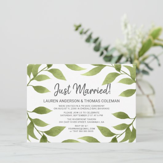 たった今結婚しました水彩ウィローリース発表 招待状 (スタンド正面)