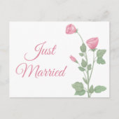 たった今結婚しました水彩ピンクフローラ結婚ズ 案内ポストカード (正面)