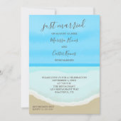 たった今結婚しました水彩海ビーチ招待状 招待状 (正面)