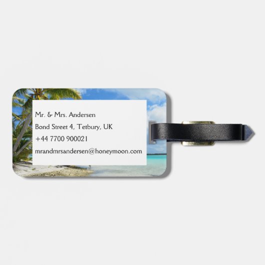 たった今結婚しました熱帯ハネムーン旅行荷物タグ ラゲッジタグ (裏面横)