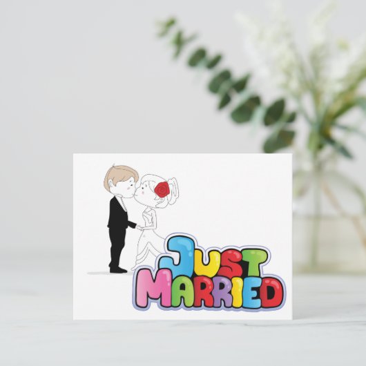 たった今結婚しました発表 ポストカード (スタンド正面)