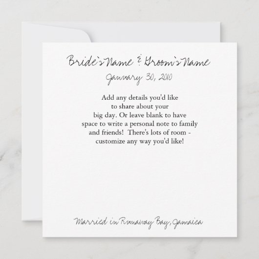 たった今結婚しました発表 案内状 (裏面)