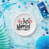 たった今結婚しました白黒結婚発表 ペーパープレート (パーティー)