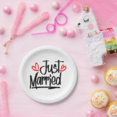 たった今結婚しました白黒結婚発表 ペーパープレート (パーティー)