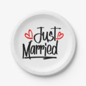 たった今結婚しました白黒結婚発表 ペーパープレート (正面)