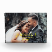 たった今結婚しました祝の愛パーソナライズされた情 フォトブロック (正面)