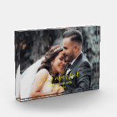 たった今結婚しました祝の愛パーソナライズされた情 フォトブロック (左)