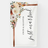 たった今結婚しました秋の結婚式カーデコレーションバナー 横断幕 (縦)