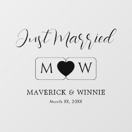 たった今結婚しました窓の2対の固定ペア ウィンドウサイン