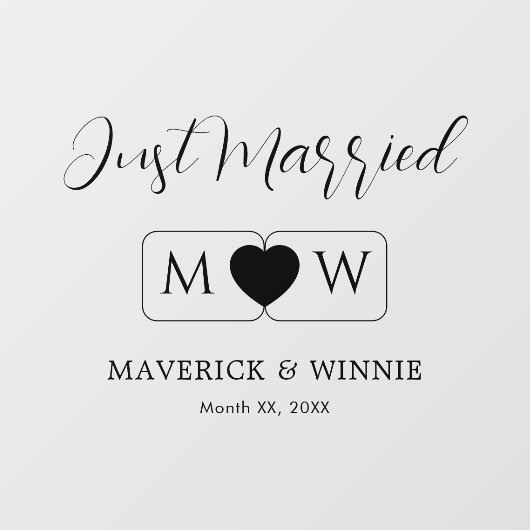 たった今結婚しました窓の2対の固定ペア ウィンドウサイン (シート)