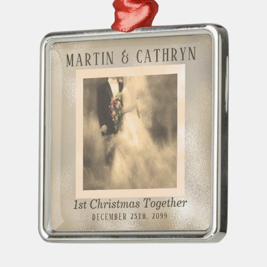 たった今結婚しました第1回カスタムクリスマス年 メタルオーナメント (左)