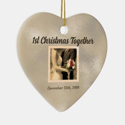 たった今結婚しました第1回クリスマスヴィンテージ写真 セラミックオーナメント (右)