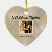 たった今結婚しました第1回クリスマスヴィンテージ写真 セラミックオーナメント (正面)