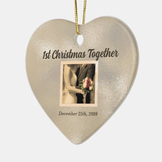 たった今結婚しました第1回クリスマスヴィンテージ写真 セラミックオーナメント (左)