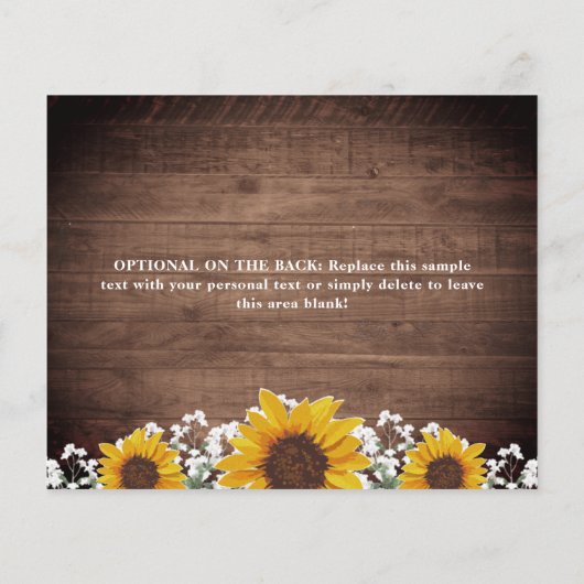 たった今結婚しました素朴ひまわり結婚の発表 (裏面)