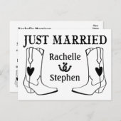 たった今結婚しました素朴ズ結婚ウエスタンカントリーブラック 案内ポストカード (正面/裏面)
