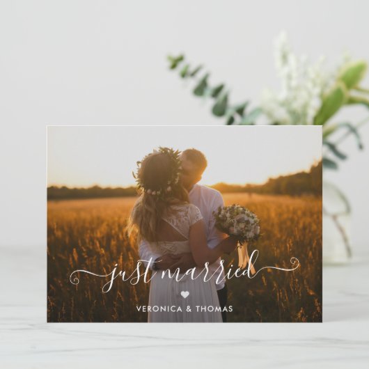 たった今結婚しました素朴写真の取り消し告知 案内状 (スタンド正面)