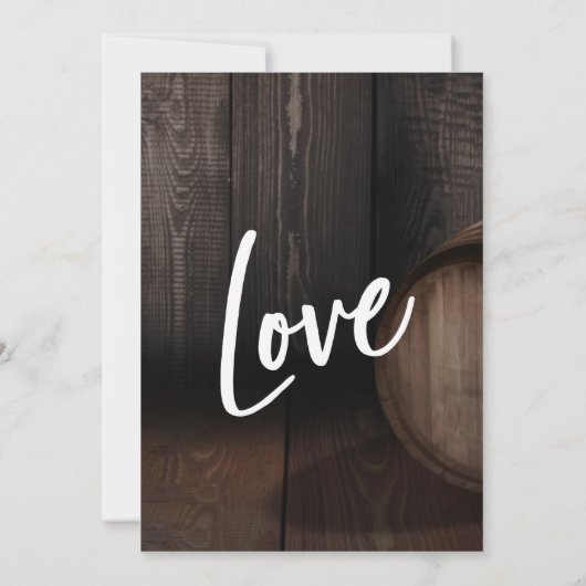 たった今結婚しました素朴木製バレル披露宴 招待状 (裏面)