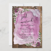 たった今結婚しました素朴水彩フローラとライト 招待状 (正面)