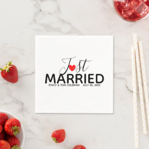 たった今結婚しました結婚のカスタム スタンダードカクテルナプキン