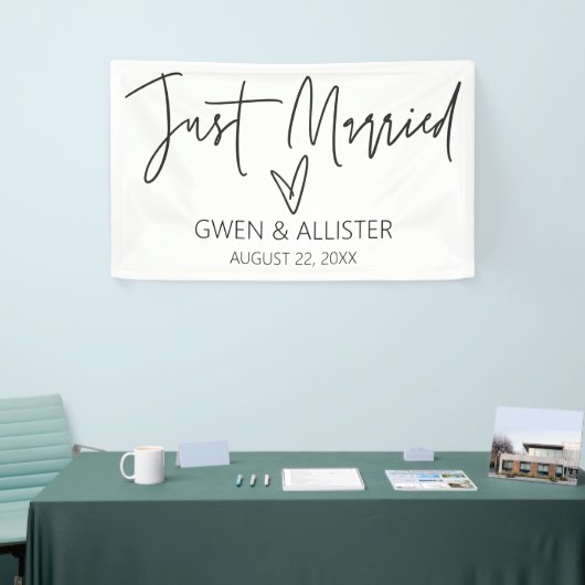 たった今結婚しました結婚のカーデコレーションバナーG400 横断幕 (トレードショー)