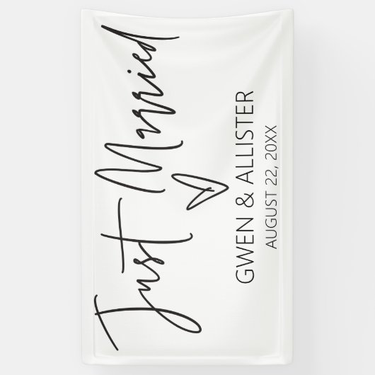 たった今結婚しました結婚のカーデコレーションバナーG400 横断幕 (縦)