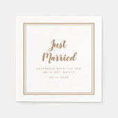 たった今結婚しました結婚のブラウンとホワイト素朴夫人の スタンダードカクテルナプキン (正面)