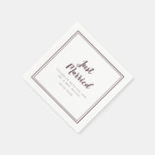 たった今結婚しました結婚のミスター・アンド・ミセス・パープモダン・ホワイト スタンダードカクテルナプキン (角)