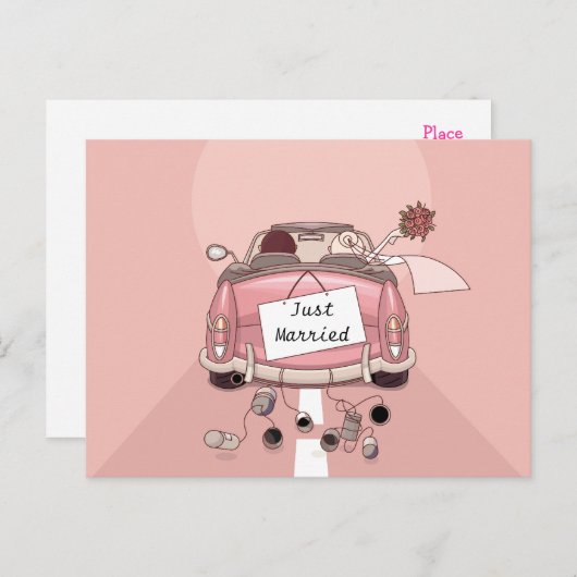 たった今結婚しました結婚のラブポストカード 案内ポストカード (正面/裏面)