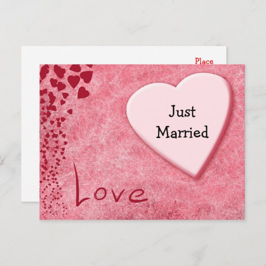 たった今結婚しました結婚のラブポストカード 案内ポストカード (正面/裏面)